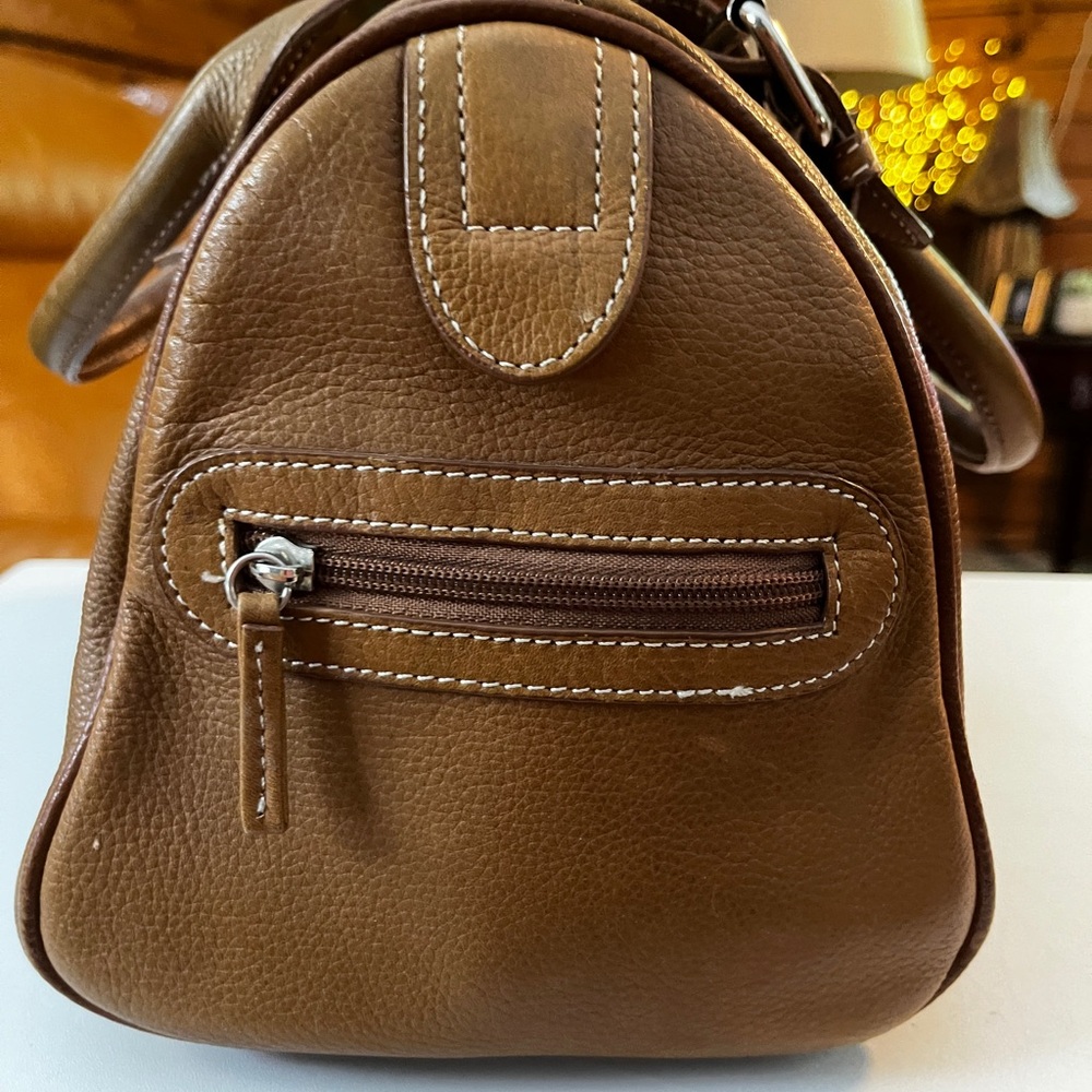 Tignanello Brown Leather Satchel with Silver Hardware 12” x 9” x 7”. - Picture 6 of 14